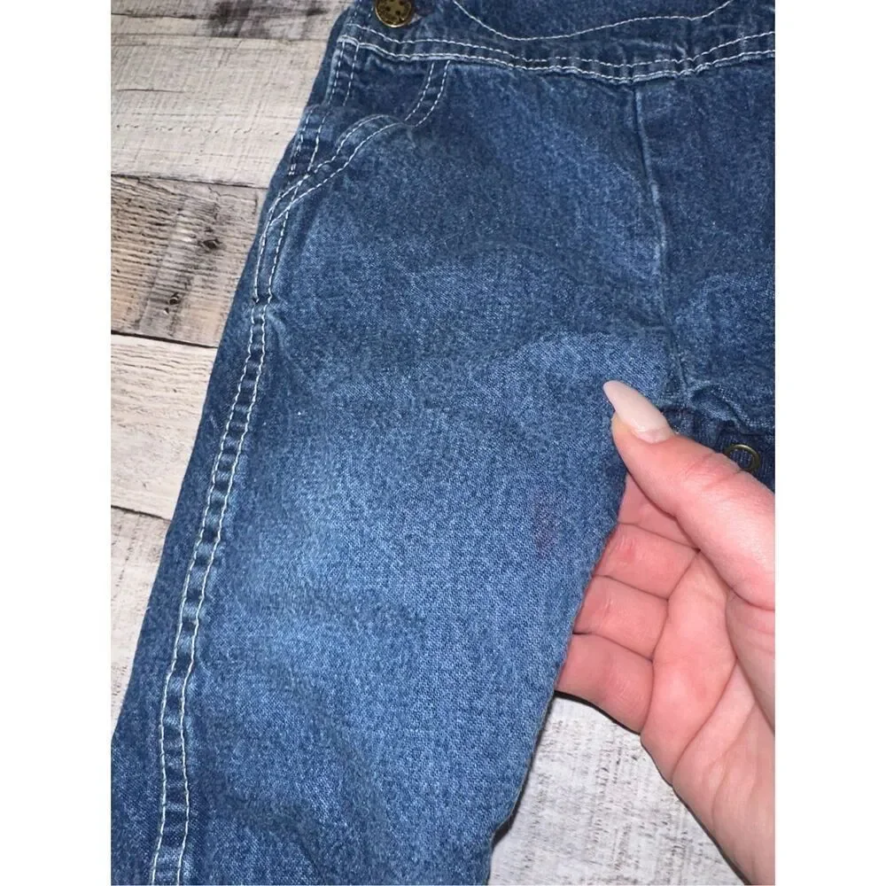 Vintage Oshkosh B’Gosh Baby Toddler 12mo USA Union Made Vestbak Denim Overalls